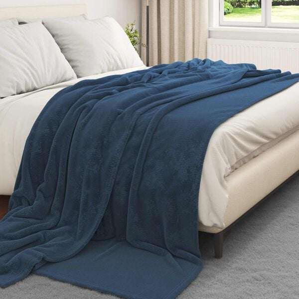 vidaXL Throw Blanket Navy Blue 240 x 270 cm Fleece