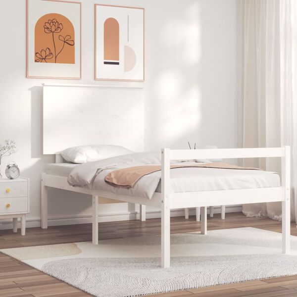 vidaXL Senior Bed without Mattress White Single Solid Wood