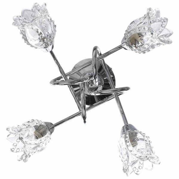 vidaXL Ceiling Lamp with Glass Flower Shades for 4 G9 Bulbs