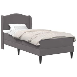 vidaXL Bed Frame with Headboard Grey 90 x 190 cm Faux Leather