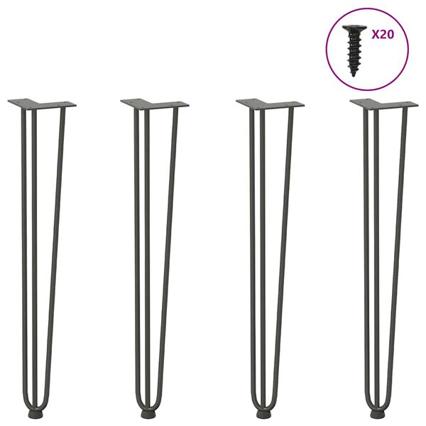 vidaXL hairpin legs for console tables for Console Table 4 pcs Anthracite 72 cm Solid Steel