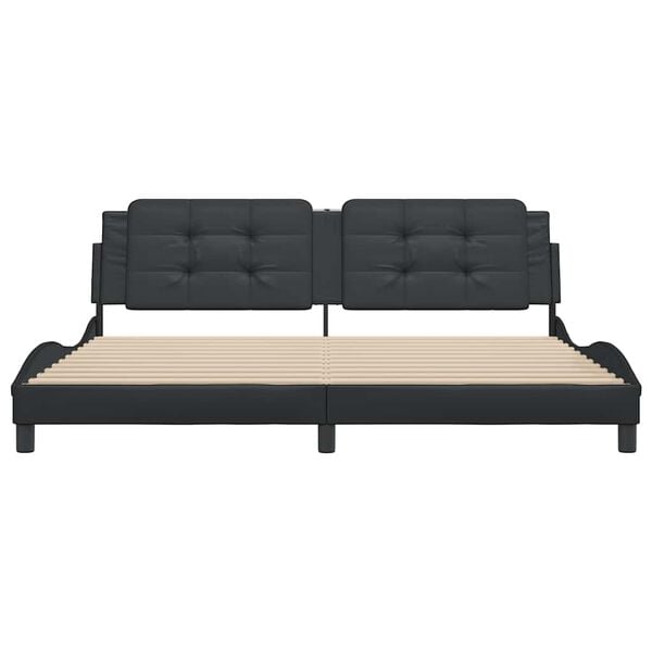vidaXL Bed Frame without Mattress "Zadar" Black 200x200 cm Faux Leather