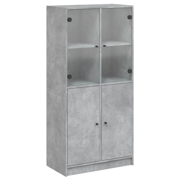 vidaXL Highboard with Doors Concrete Grey 68x37x142 cm Engineered Wood