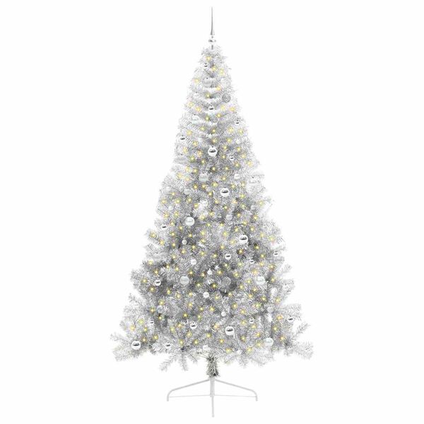 vidaXL Artificial Pre-lit Christmas Tree Silver 240 cm PET