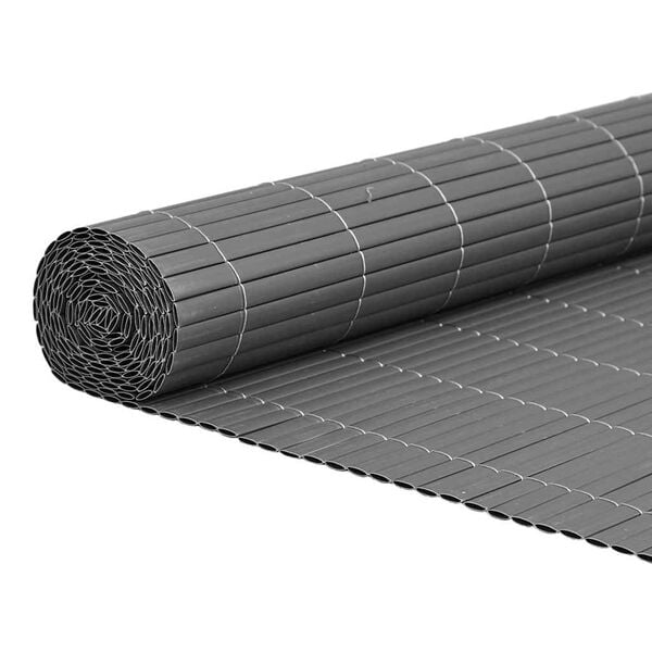 vidaXL Garden Fence Double-Sided Grey 1.8x5 m PVC