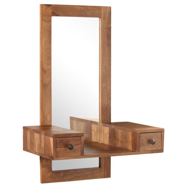 vidaXL Cosmetic Mirror with 2 Drawers Solid Acacia Wood
