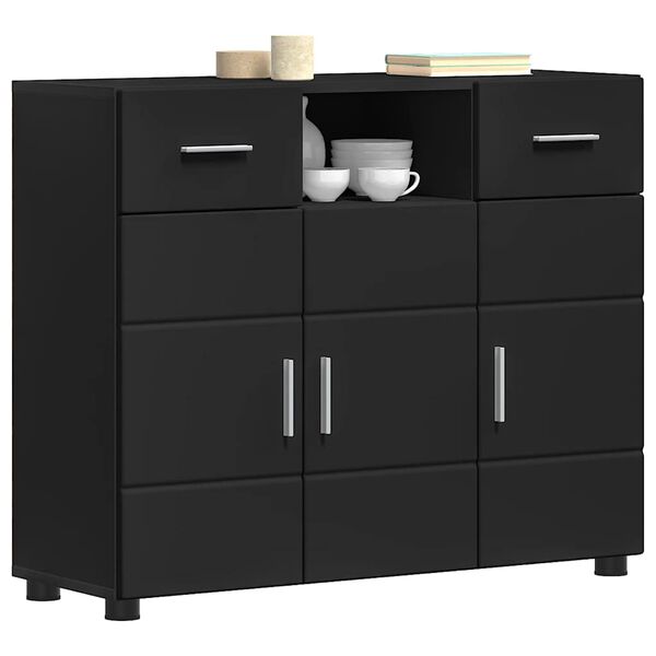 vidaXL Wooden Cabinet Black 88.5 x 30.5 x 73 cm Engineered Wood
