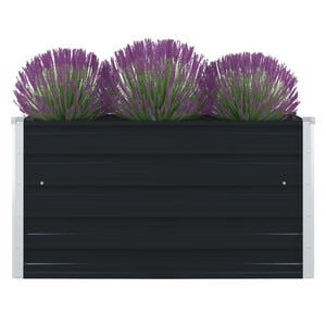 vidaXL Raised Garden Bed | Anthracite | Galvanised Steel | 100x100 cm