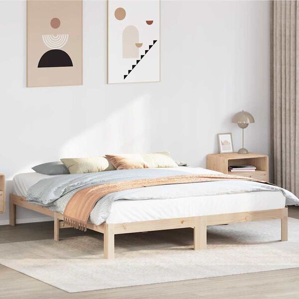 vidaXL Bed Frame without Mattress 180x200 cm Super King Solid Wood Pine