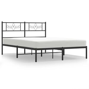 vidaXL Metal Bed Frame without Mattress with Headboard Black 120x200cm