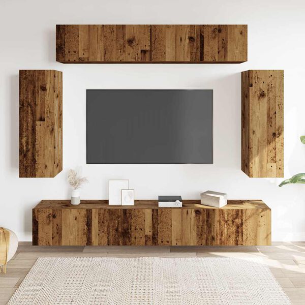 vidaXL 6 Piece TV Cabinet Set Wall-mounted Old Wood Engineered Wood