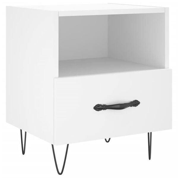 vidaXL Bedside Cabinet White 40x35x47.5 cm Engineered Wood