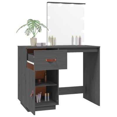 vidaXL Dressing Table with LED Grey 95x50x133.5 cm Solid Wood Pine