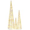 vidaXL Christmas Tree 3 pcs Warm white 20 x 20 x 80 cm PET
