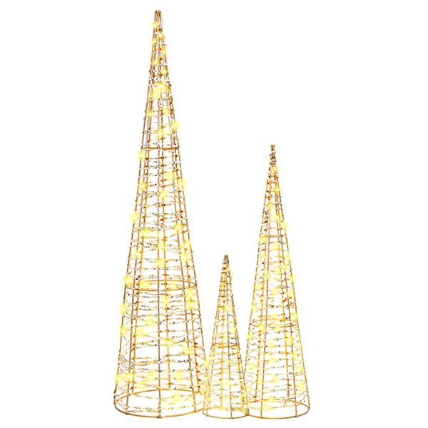 vidaXL Christmas Tree 3 pcs Warm white 20 x 20 x 80 cm PET