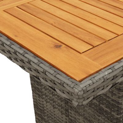 vidaXL Garden Table with Acacia Wood Top Grey 190x80x74 cm Poly Rattan