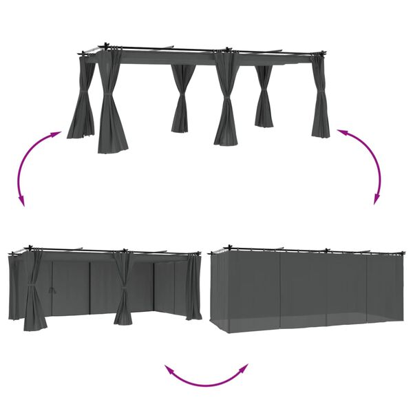 vidaXL Gazebo with Curtains Anthracite 6x3 m Steel