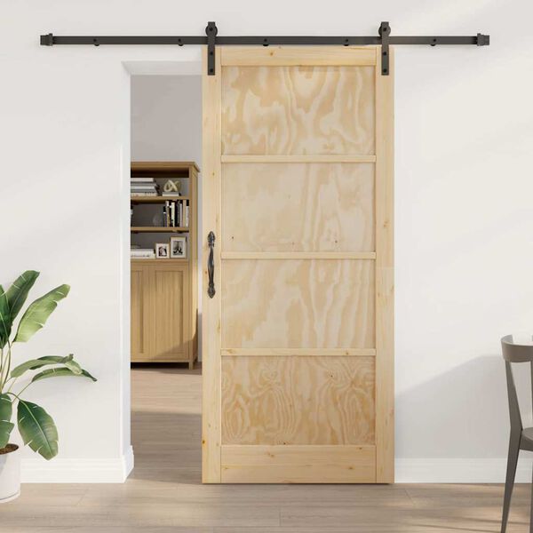 vidaXL Sliding Door Brown 93 x 211 cm Solid Pine Wood