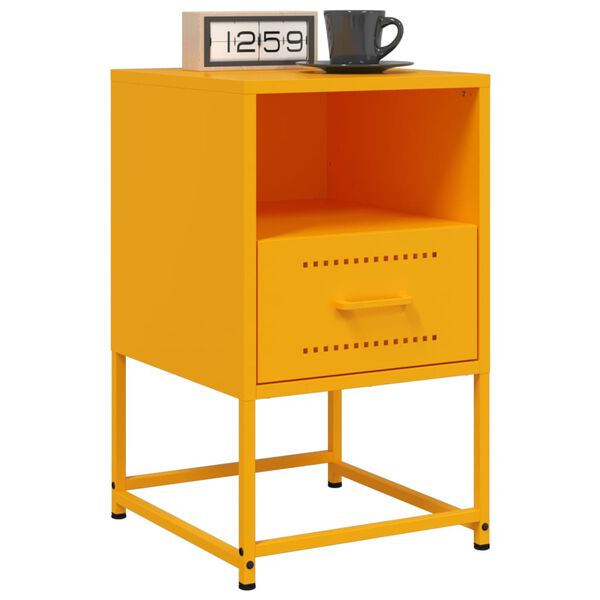vidaXL Bedside Cabinet Mustard Yellow 36x39x60.5 cm Steel