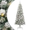 vidaXL Artificial Hinged Christmas Tree Green and White 210 cm