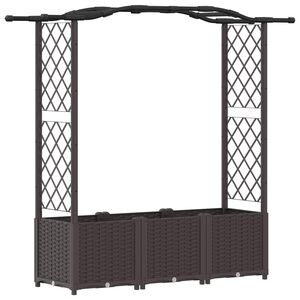 vidaXL Raised Bed with Trellis and Roof Brown 164 x 40 x 142 cm PP