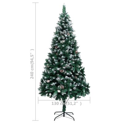 vidaXL Artificial Christmas Tree LEDs&Pine Cones&White Snow 240 cm