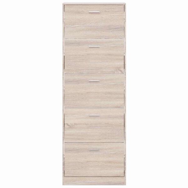 vidaXL Oak Look Wooden Shoe Cabinet with 5 Compartments