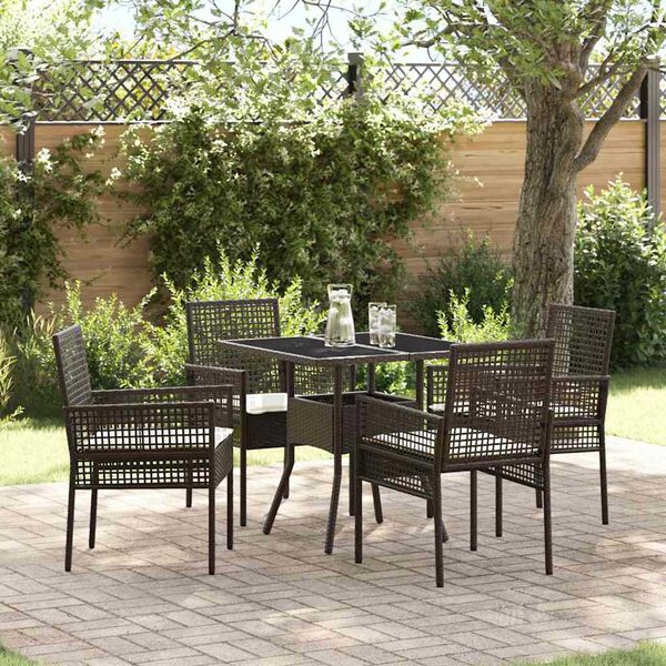 vidaXL Garden Dining Set 5 pcs Brown Poly rattan