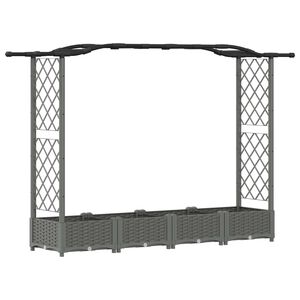 vidaXL Raised Bed with Trellis and Roof Light Grey 207 x 40 x 123 cm