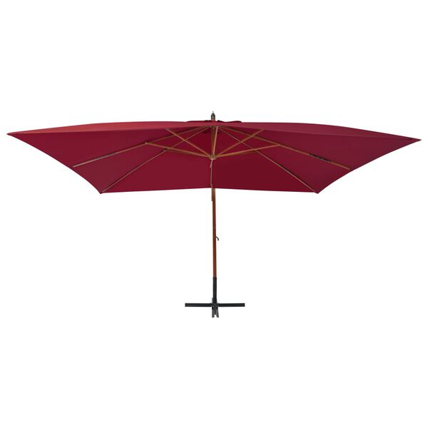 vidaXL Cantilever Garden Parasol with Wooden Pole 400x300 cm Bordeaux Red