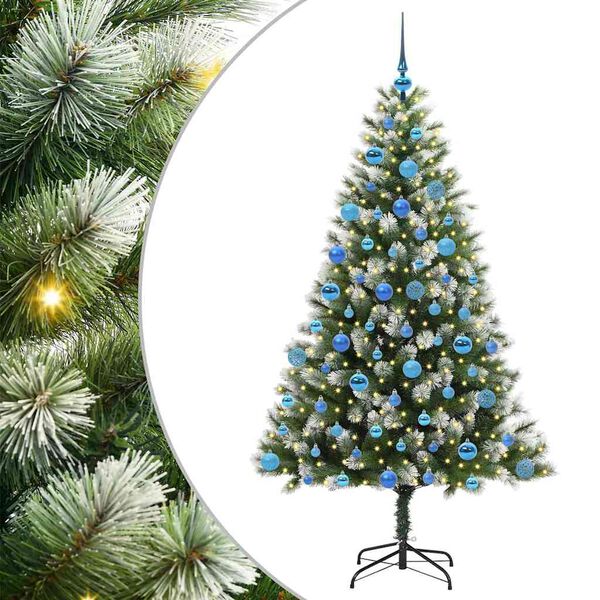 vidaXL Artificial Hinged Christmas Tree with Flocked Snow 180 cm