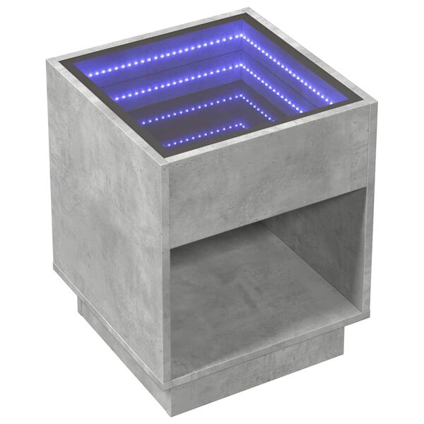 vidaXL Coffee Table with Infinity LED Concrete Grey 40x40x50 cm