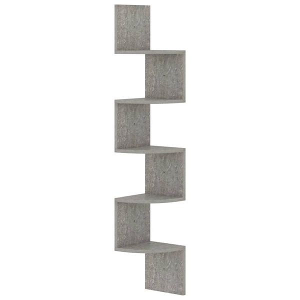 vidaXL Wall Corner Shelf Concrete Grey 19x19x123 cm Engineered Wood