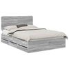 vidaXL Bed Frame with Drawer Grey Sonoma 160 x 200 cm Engineer Wood