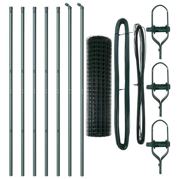 vidaXL Fence with Post Green 1.2 x 10 m Steel