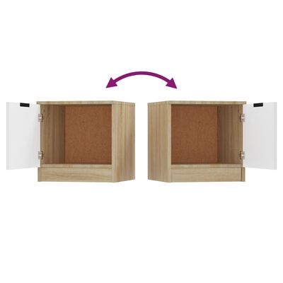 vidaXL Bedside Cabinets 2 pcs White&Sonoma Oak 40x39x40 cm