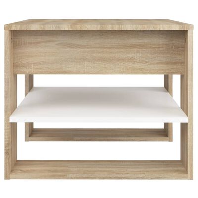vidaXL Coffee Table White and Sonoma Oak 55.5x55x45 cm Engineered Wood
