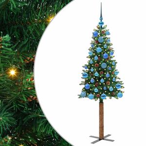 vidaXL Slim Christmas Tree Green 150 cm PVC and Solid Pine wood