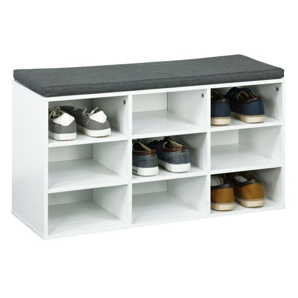 HI Shoe Rack with Cushion 84.5x29x48 cm White