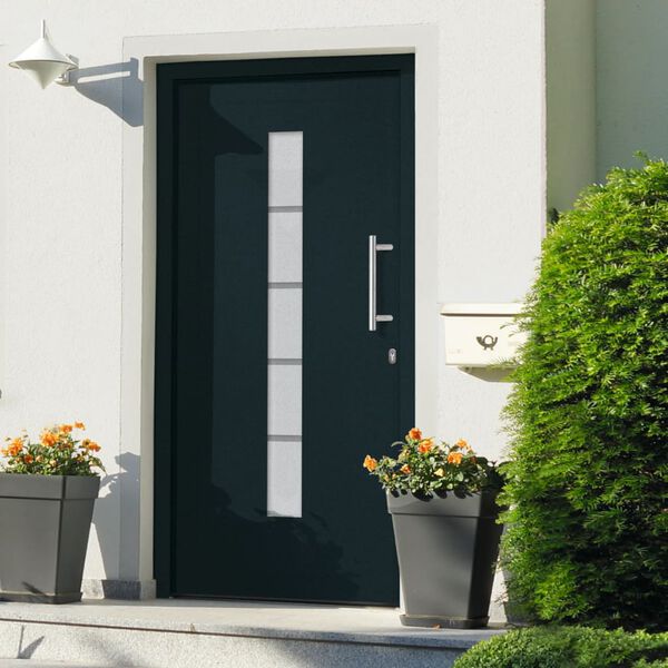 vidaXL Front Door Aluminium and PVC Anthracite 100x210 cm