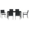 vidaXL Garden Dining Set 7 pcs Black PE Rattan