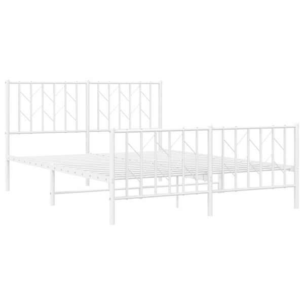vidaXL Metal Bed Frame without Mattress with Footboard White 140x200cm
