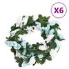 vidaXL Christmas Flower Garlands 6 pcs Blue and White 240 cm