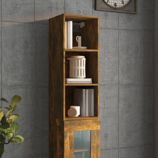 vidaXL Wall Cabinet Smoked Oak 32.5x34.5x90 cm Engineered Wood