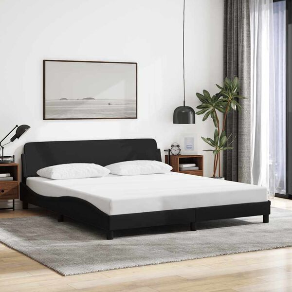 vidaXL Bed Frame "Dover" Black 180x200 cm Super King Fabric