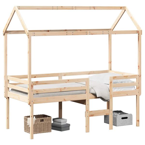 vidaXL High Sleeper Bed without Mattress 90x190 cm Single Solid Wood Pine