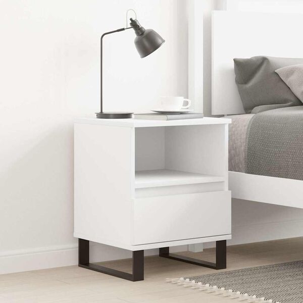 vidaXL Bedside Cabinet White 40x35x50 cm Engineered Wood