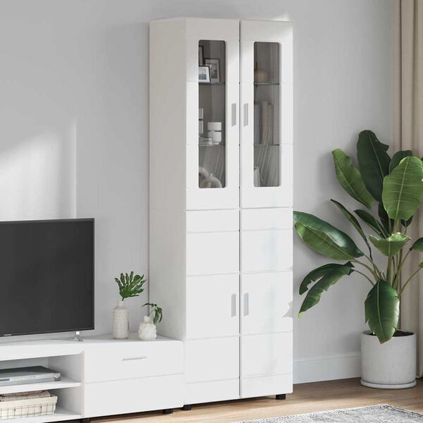 vidaXL Highboard FLORIN White 60 x 35 x 182 cm Engineered Wood
