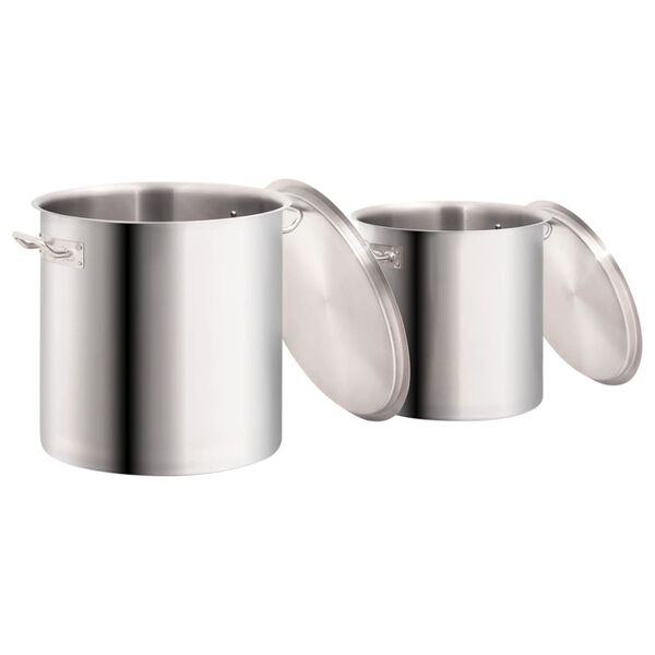 vidaXL 2 Piece Stock Pot Set 50/25 L Stainless Steel