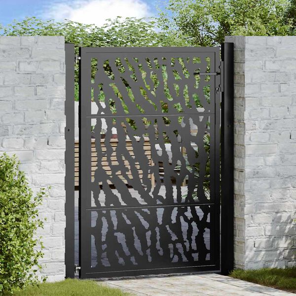 vidaXL Garden Gate Black 100x125 cm Steel Trace Design